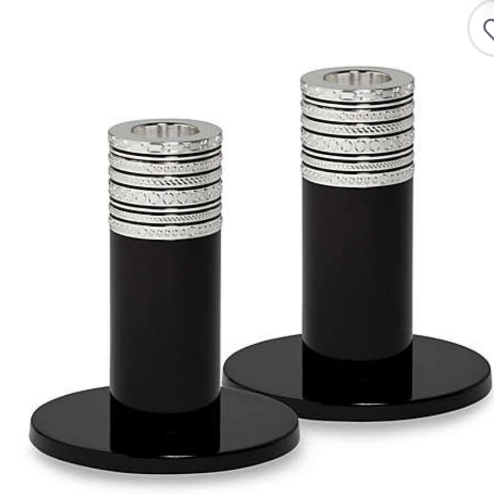 Brand New Vera Wang Wedgwood With Love Noir 4" candlestick holder pair